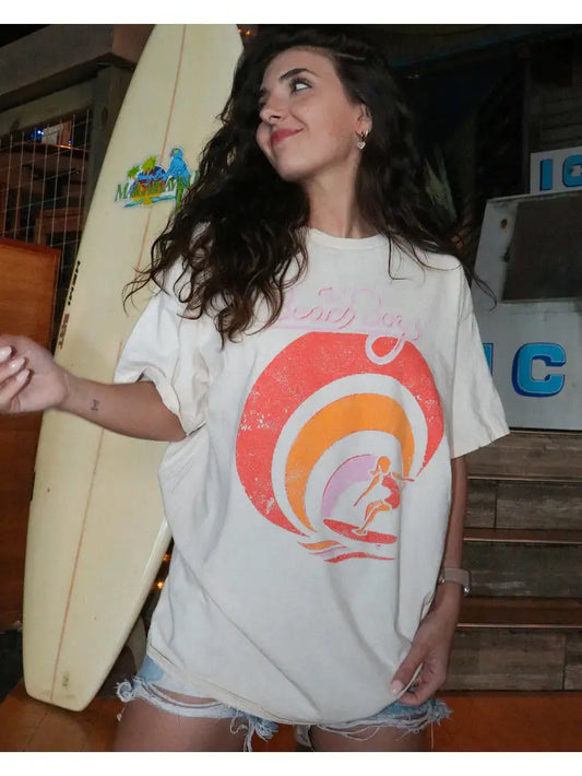 The Beach Boys Surfer Girl Off White Thrifted Graphic Tee LivyLu