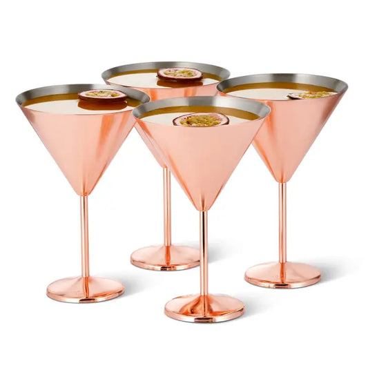 4 Matte Rose Gold Martini Cocktail Glasses The Druzy Rose