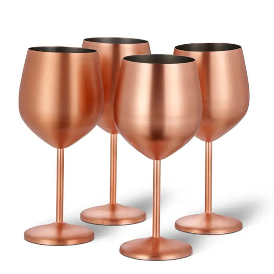 4 Matte Rose Gold Wine Glasses Oak & Steel