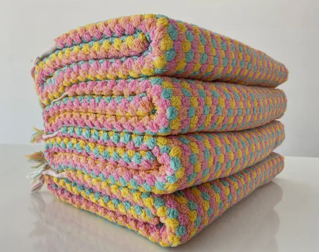 Plush Handwoven Multicolor Towel - 36x70” The Druzy Rose