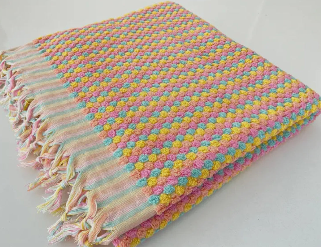 Plush Handwoven Multicolor Towel - 36x70” The Druzy Rose