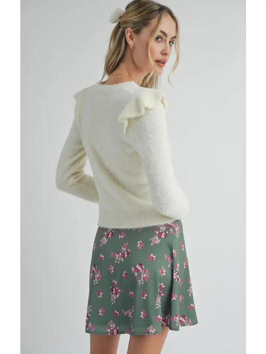 Abigail Ruffle Trim Sweater: Ivory Sadie & Sage