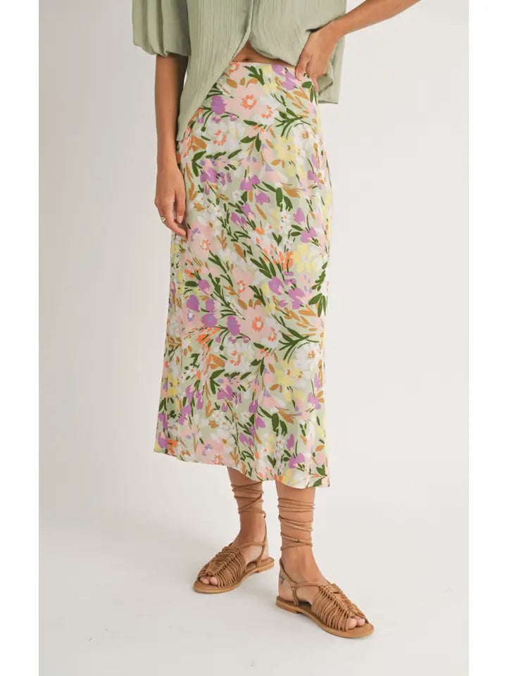 Flower Field Maxi Skirt: Mint Multi Sadie & Sage