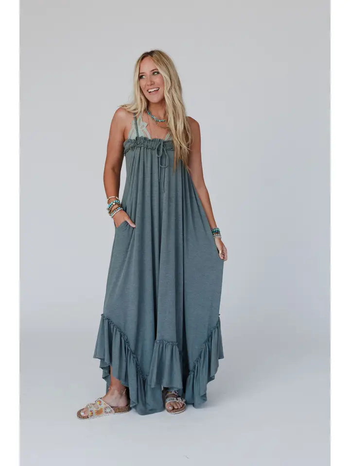 Heavenly Glow Maxi Dress - Olive Three Bird Nest