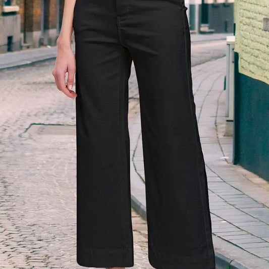 Soft Wash Stretchy High Rise Wide Leg Pants La Miel