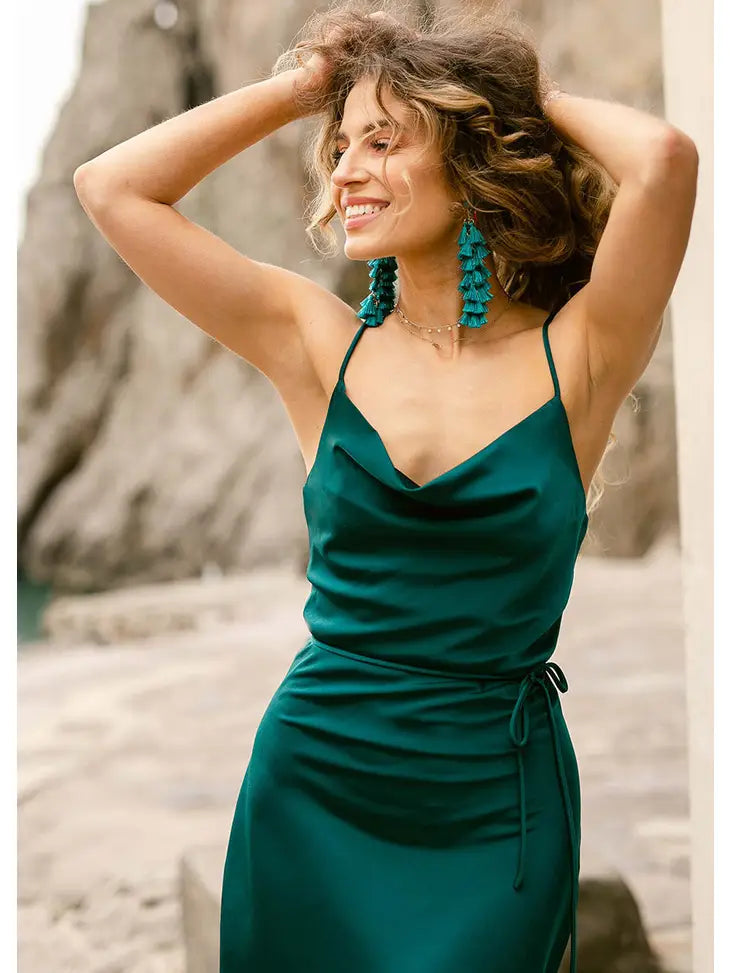 Amanda Slip Dress in Deep Teal Joyfolie