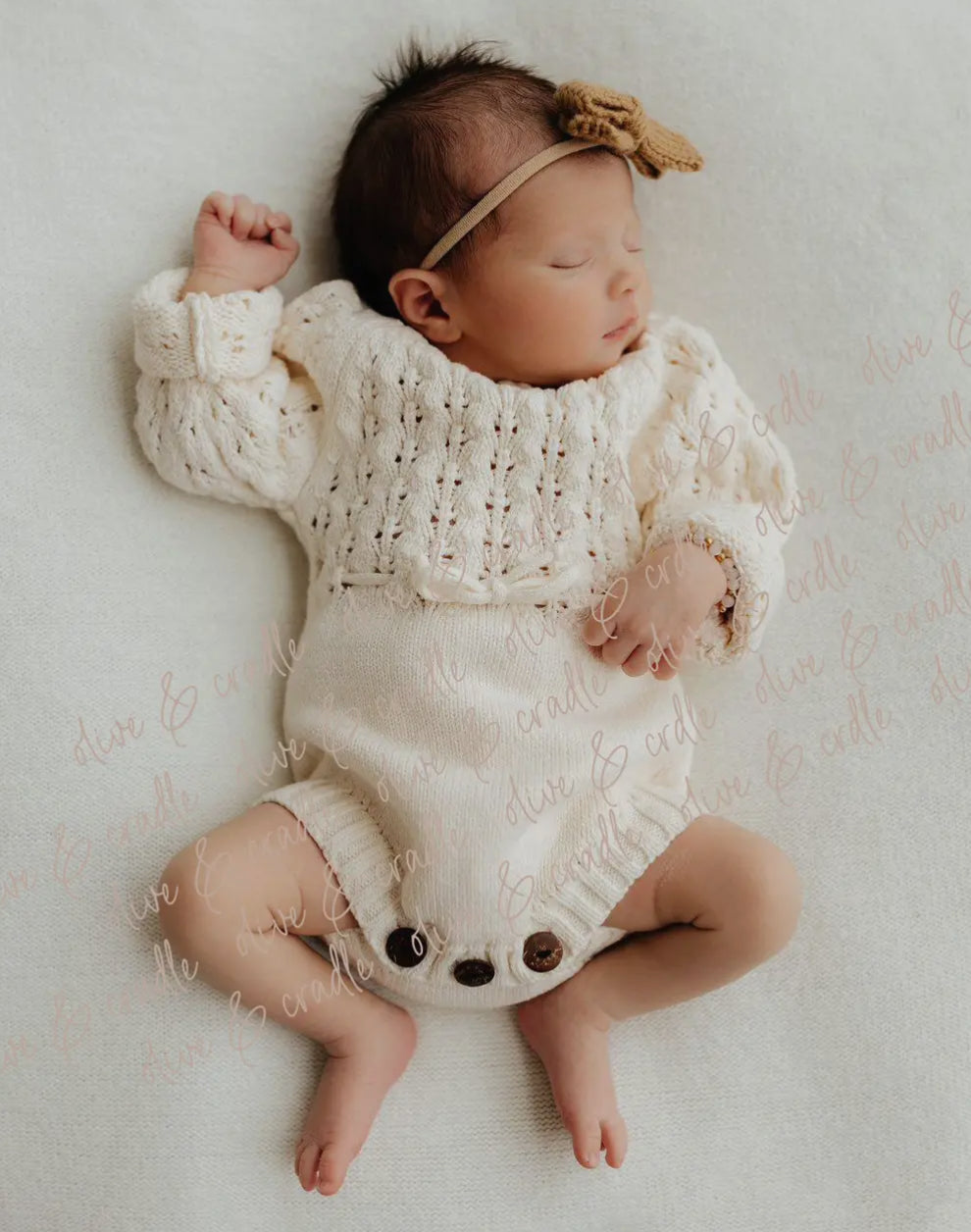 Zoya Sweater Knit Baby Romper - Cream