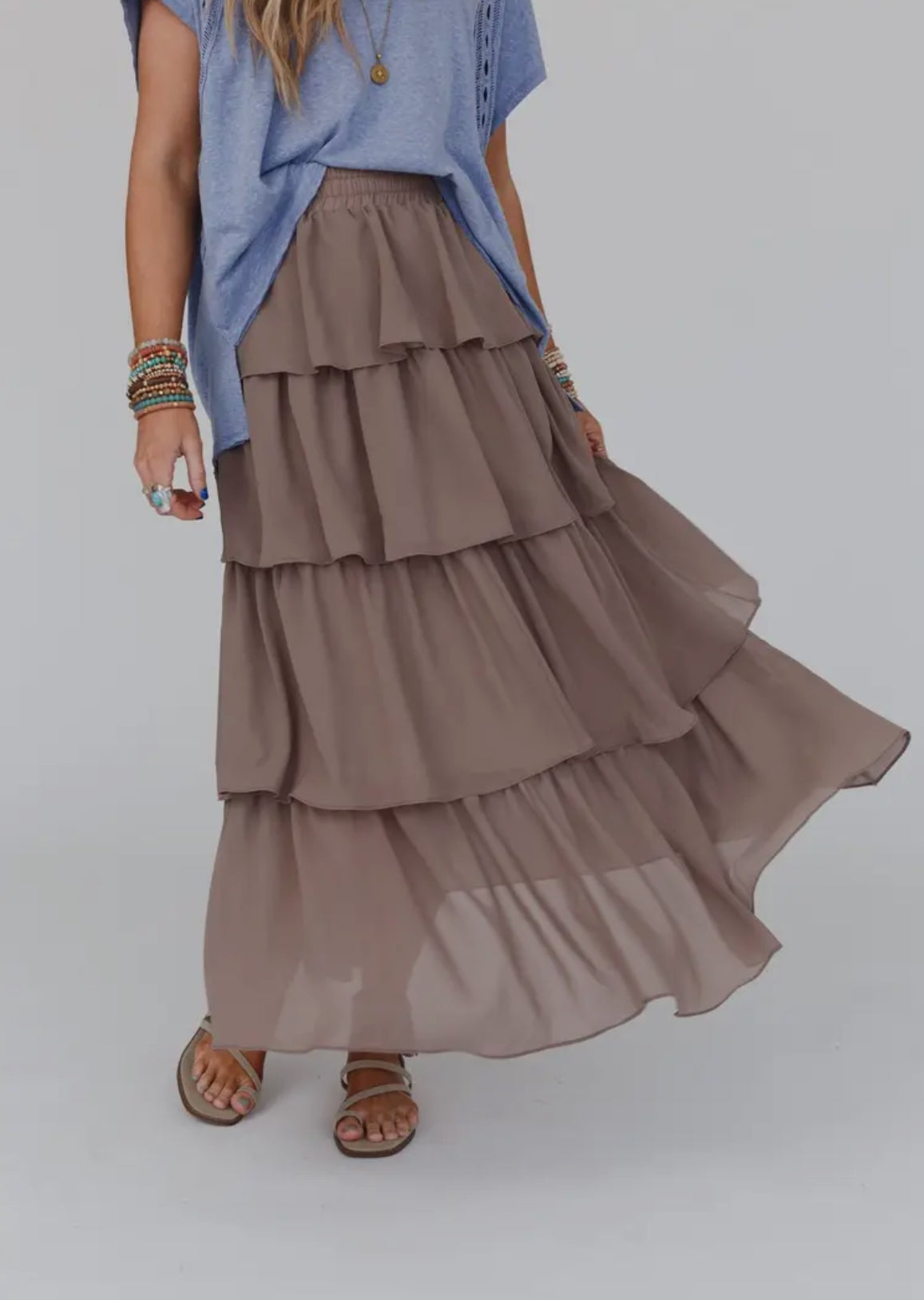 Tiered Ruffle Maxi Skirt The Druzy Rose