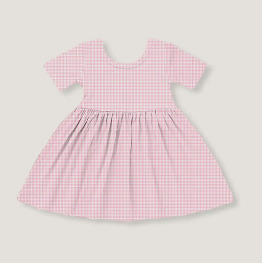 Pink Gingham Bamboo Dress The Druzy Rose