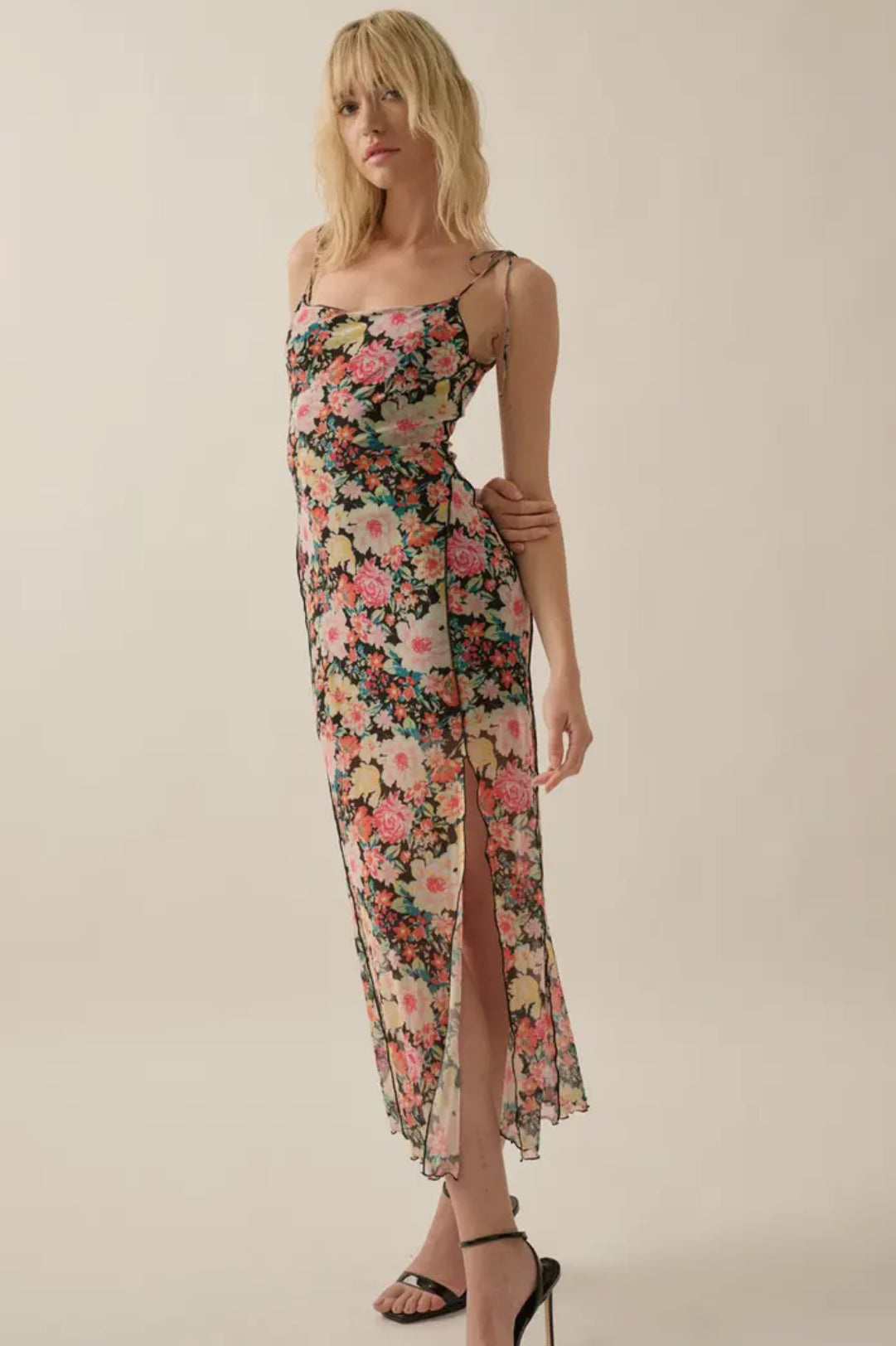 Floral Mesh Midi Slip Dress Promesa USA