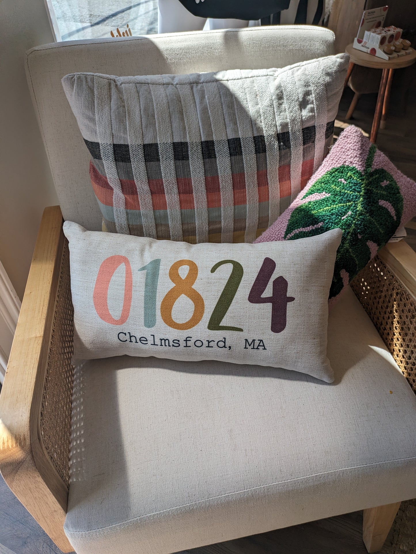 Colored Chelmsford Zip Code and City/State Pillow AbbyKate HOME