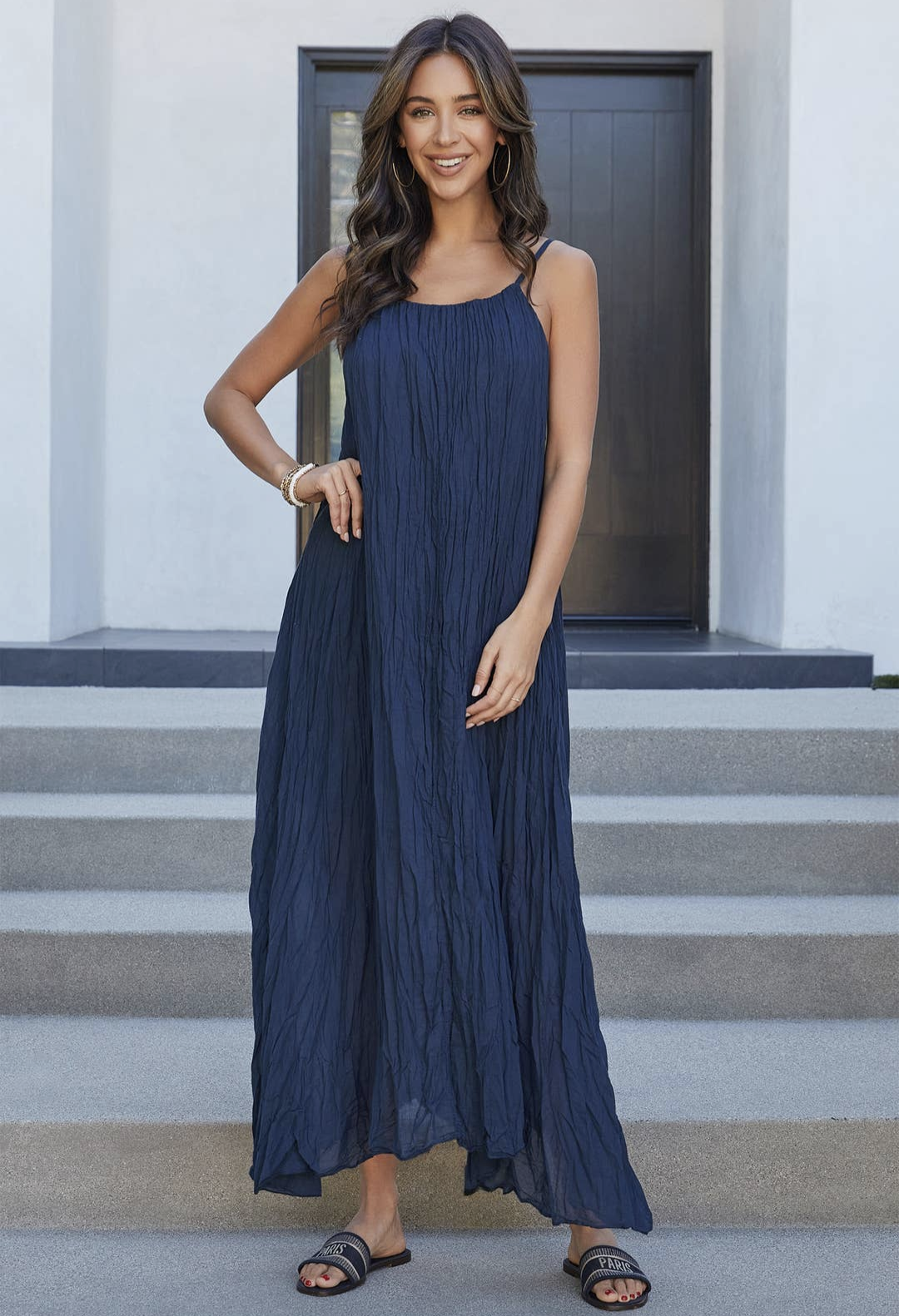 Milano navy crinkle The Druzy Rose