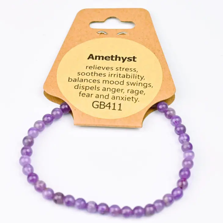 Amethyst - Energy Bead Bracelet 4mm Mindful Living Co.