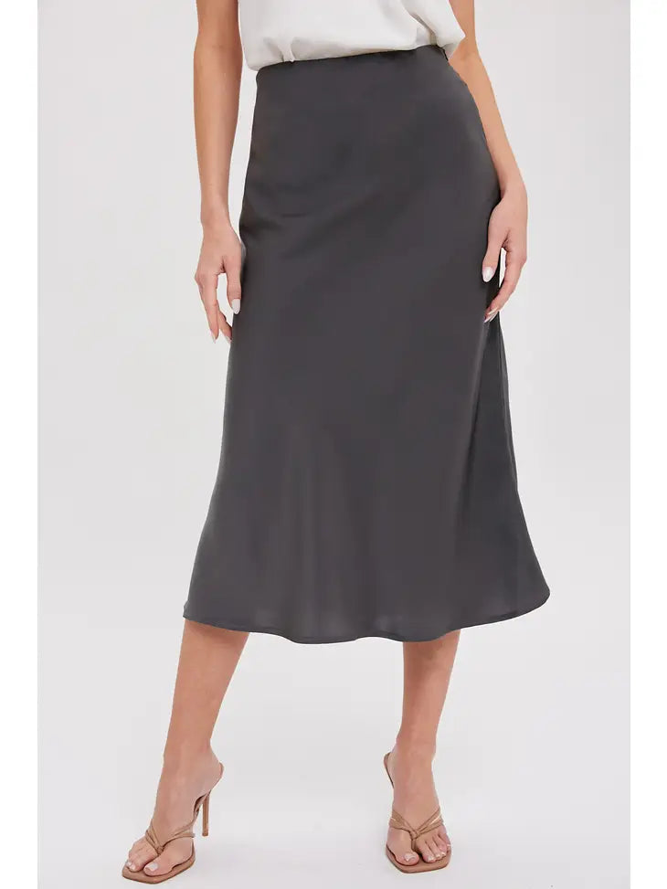 SATIN MIDI SKIRT Bluivy