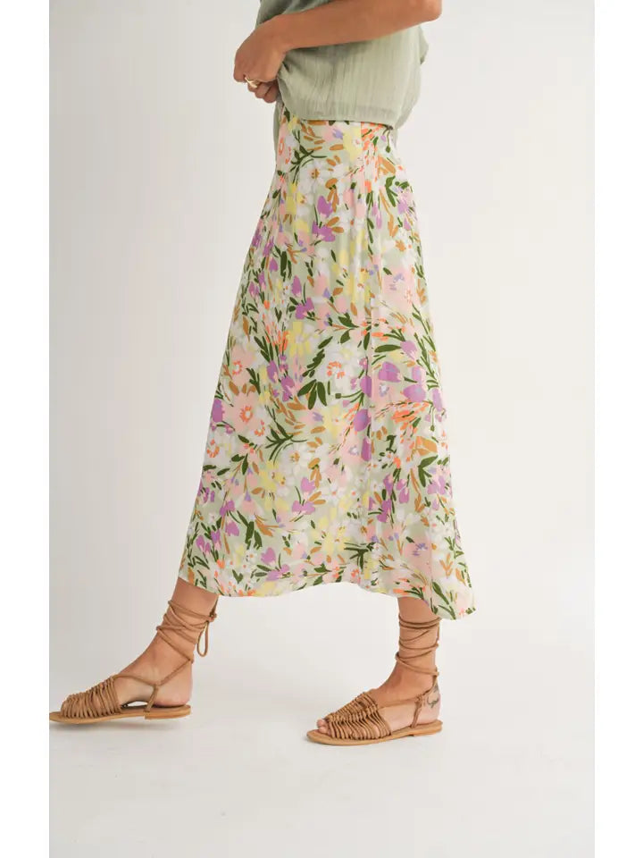 Flower Field Maxi Skirt: Mint Multi Sadie & Sage