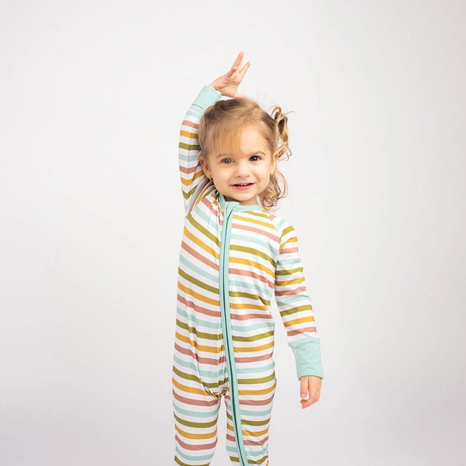 Striped Bamboo Baby Pajamas - Spring Stripes, Convertible Emerson & Friends