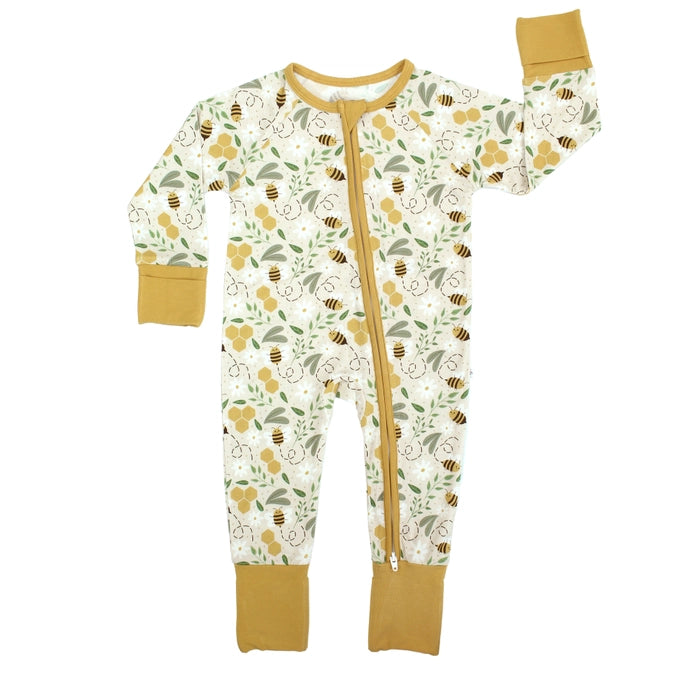 Happy Honey Bees Bamboo Convertible Baby Pajamas