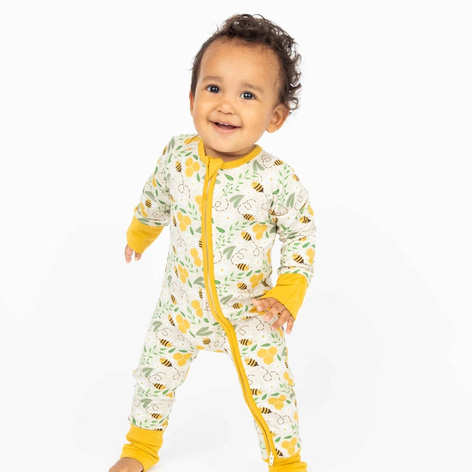 Happy Honey Bees Bamboo Convertible Baby Pajamas