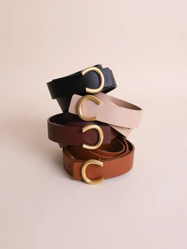 Minimalist Gold Horseshoe Belt Leto Accessories