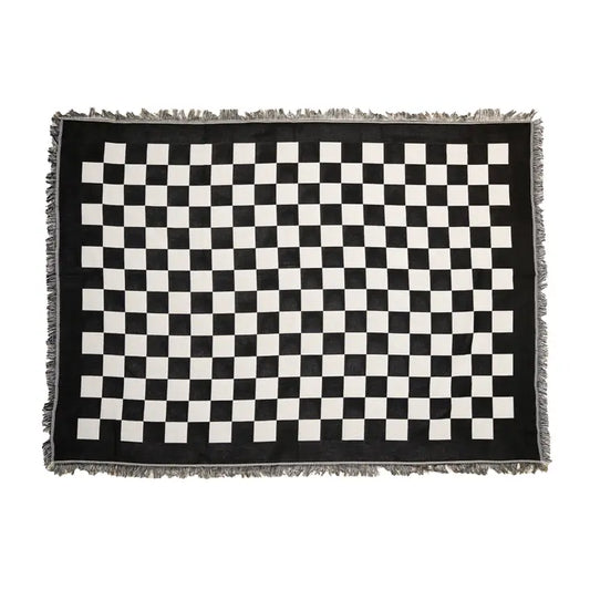 Geometric Throw Blanket - Black Check The Druzy Rose