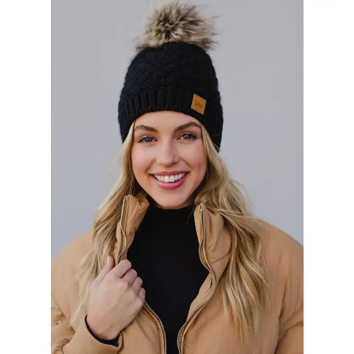 Black Knit Pom Hat Panache Apparel Co.