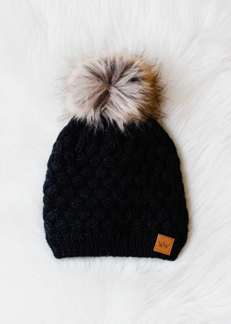 Black Knit Pom Hat Panache Apparel Co.