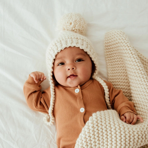 Natural Knit Baby Bonnet Huggalugs