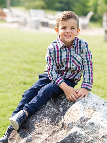 Boys Rowan Plaid Long Sleeve Button Down Ruffle Butts