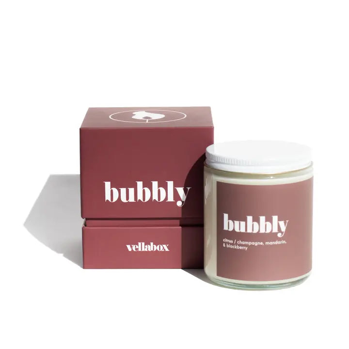 Bubbly | 8oz Soy Candle Clear Jar Boxed Vellabox