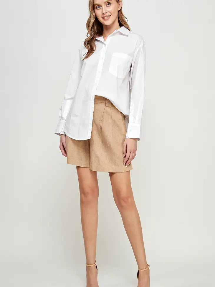 OVERSIZED BUTTON DOWN POPLIN SHIRT WHITE Ellison