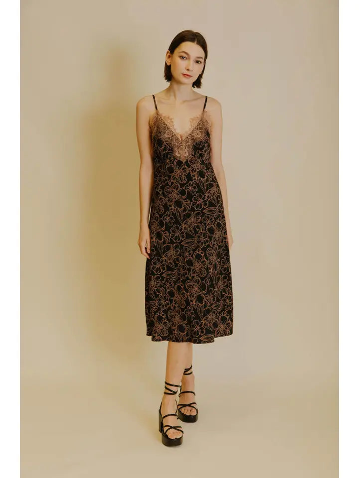 Lace Detailed Slip Dress The Druzy Rose