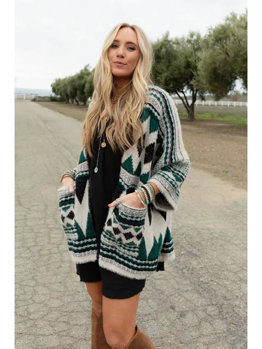 Keep It Up Oversized Cardigan - Green Three Bird Nest