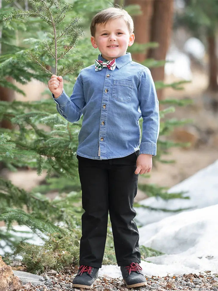 Light Wash Long Sleeve Button Down Blue Ruffle Butts