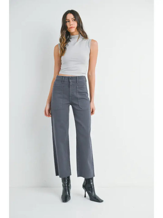 Charcoal - High Rise Utility Wide Leg JUST BLACK DENIM