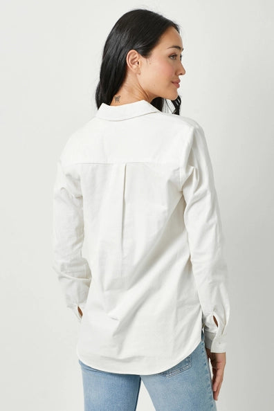 Corduroy Button Down Shirt Ivory Mystree