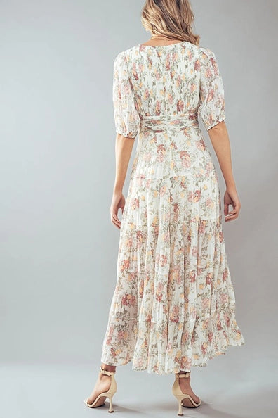 Short Puff Sleeve Floral Maxi Dress Urban Daizy