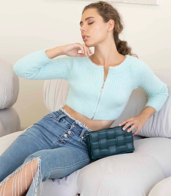 Mint Arcadia Front Zip Crop Top Hope Horizon