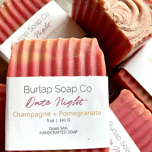 “Date Night” Champagne + Pomegranate Goats Milk Soap Burlap Soap Co