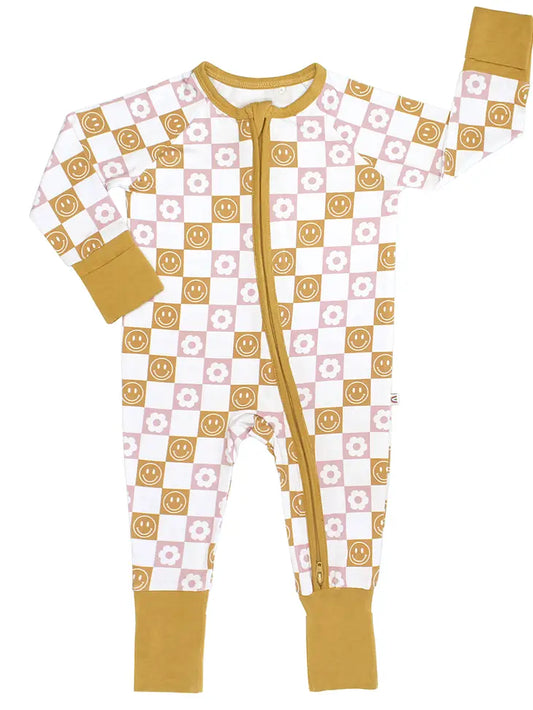 Happy Daze Pink Bamboo Convertible Baby Pajama Emerson & Friends