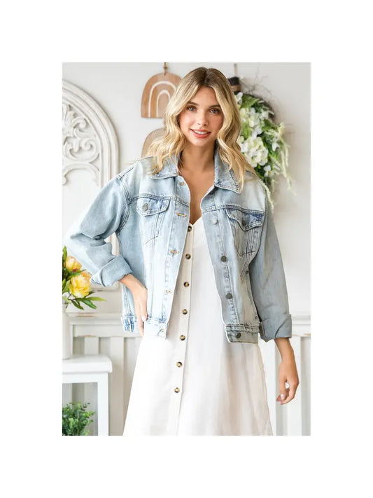 Veveret Spot Wash Classic Trucker Denim Jacket Veveret