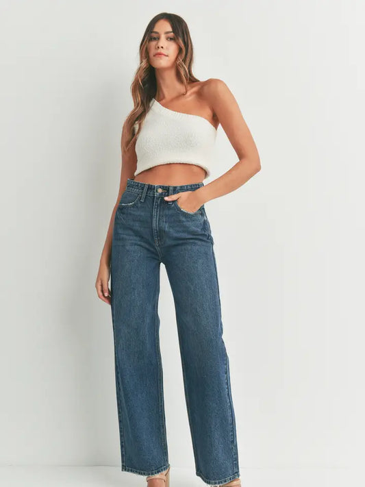 High Waisted Skater Jean Dark Wash The Druzy Rose