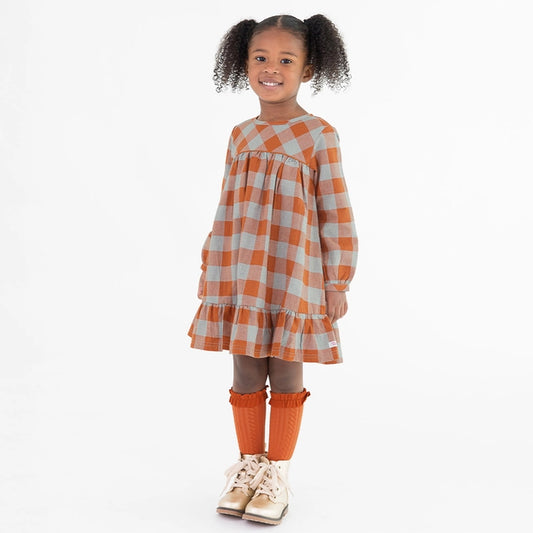 Hadlee Plaid Long Sleeve Ruffle Hem Dress Ruffle Butts