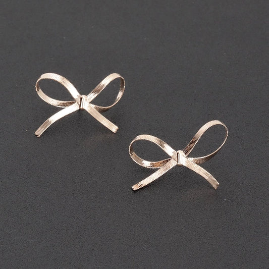 Metal Snake Chain Ribbon Bow Earrings 3AM by H&D Accessories