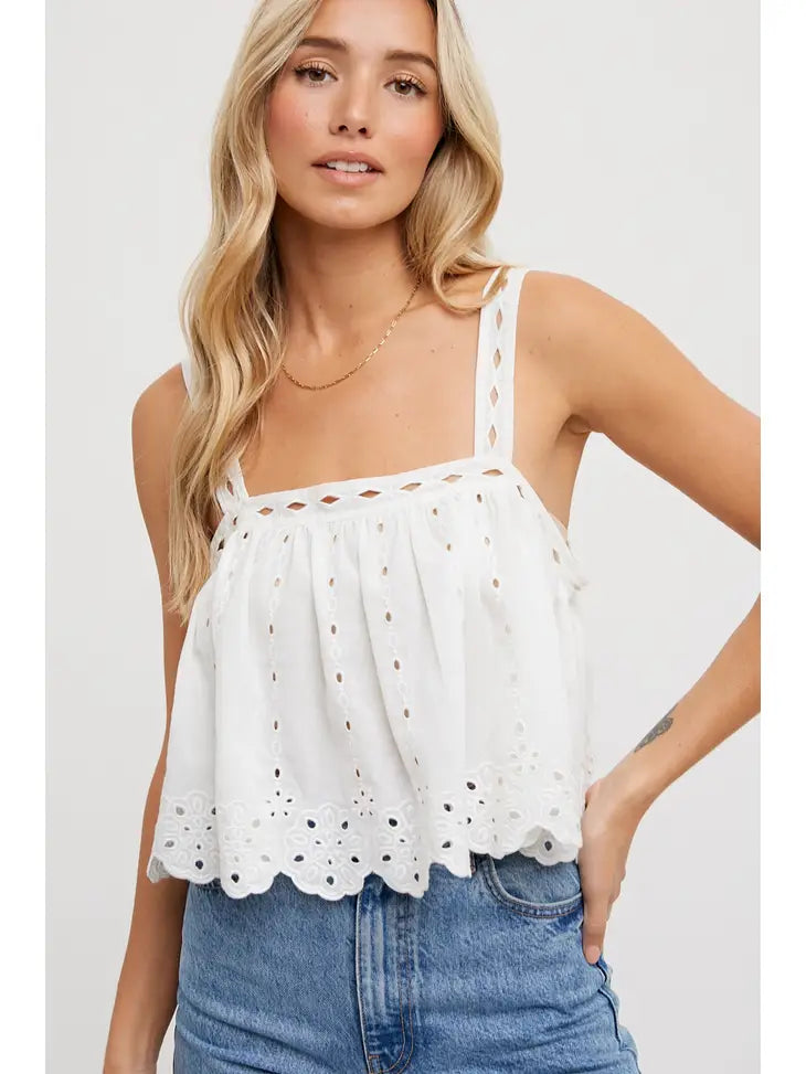 EYELET CROPPED CAMI TOP Bluivy