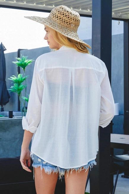 EYELET BUTTON DOWN SHIRT The Druzy Rose