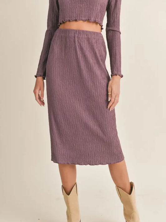 Nelly Lettuce Hem Midi Skirt: Fig Sadie & Sage