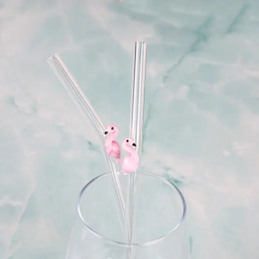 Pink Flamingo glass straw The Druzy Rose