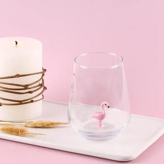 Pink flamingo stemless glass Adamodart