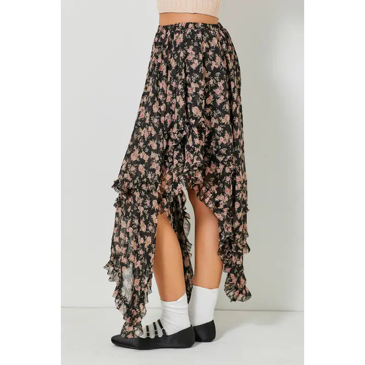 Floral Midi Skirt Baevely by Wellmade USA