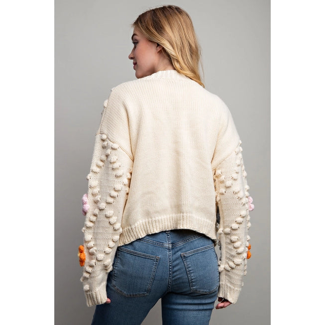 Sweet 3D Flower Knitting Cardigan Sweet Generis